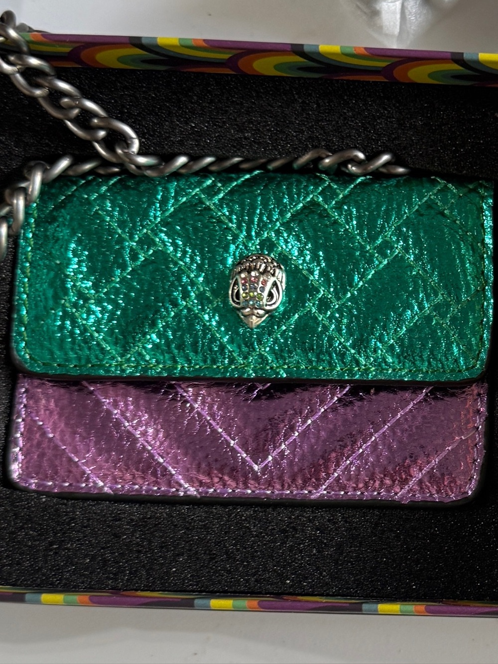 SOLD OUT Kurt Geiger Micro Minu Stylish Green and Purple Women's Crossbody Bag